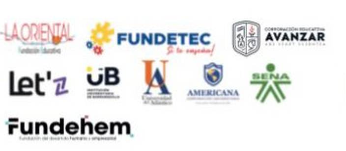 La Oriental, Fundetec, Corporación Educativa Avanzar, Let'z, Institución Universitaria de Barranquilla, Universidad del Atlántico, Americana, SENA y Fundehem